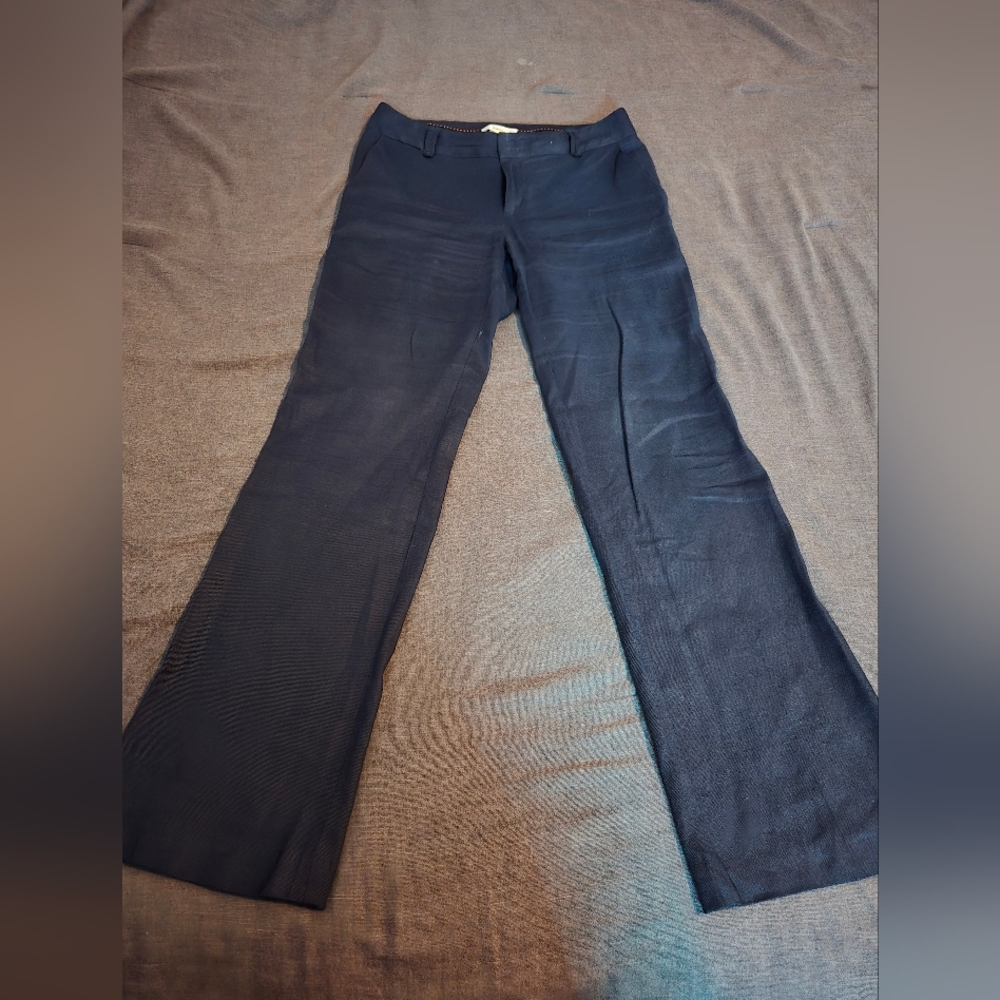 Elevenses Anthropologie Linen Blend Dress Pants Navy Size 4
